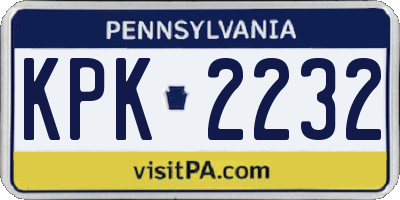 PA license plate KPK2232