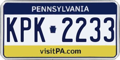 PA license plate KPK2233