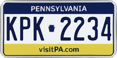 PA license plate KPK2234