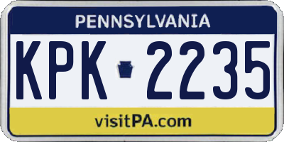 PA license plate KPK2235