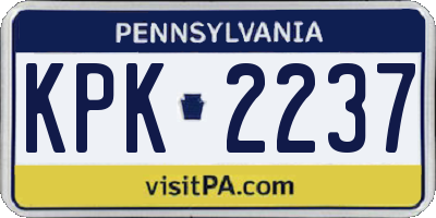 PA license plate KPK2237