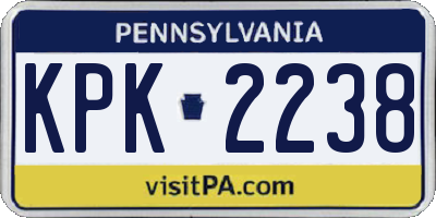PA license plate KPK2238