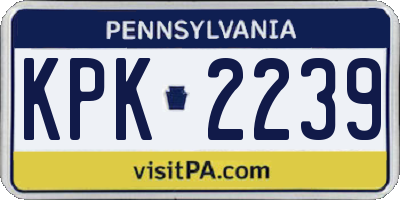 PA license plate KPK2239
