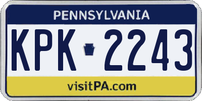 PA license plate KPK2243