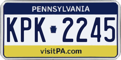 PA license plate KPK2245