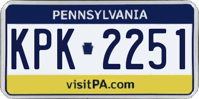 PA license plate KPK2251