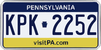 PA license plate KPK2252