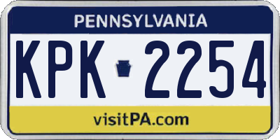 PA license plate KPK2254