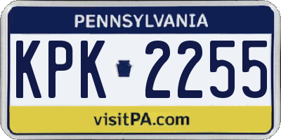 PA license plate KPK2255