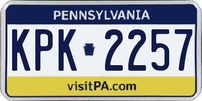 PA license plate KPK2257