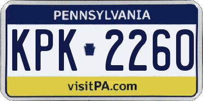 PA license plate KPK2260
