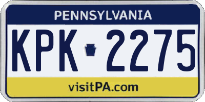 PA license plate KPK2275