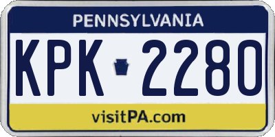 PA license plate KPK2280