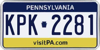 PA license plate KPK2281