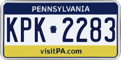 PA license plate KPK2283