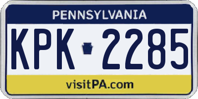 PA license plate KPK2285