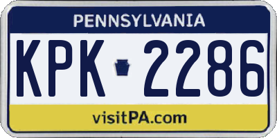 PA license plate KPK2286
