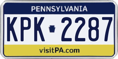 PA license plate KPK2287