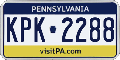 PA license plate KPK2288