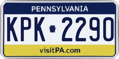 PA license plate KPK2290