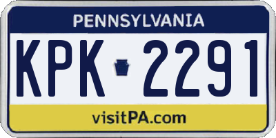 PA license plate KPK2291