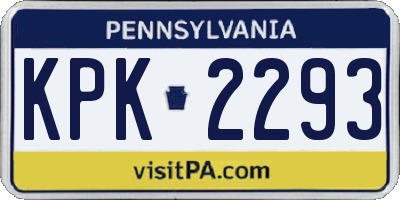 PA license plate KPK2293
