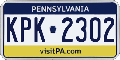 PA license plate KPK2302
