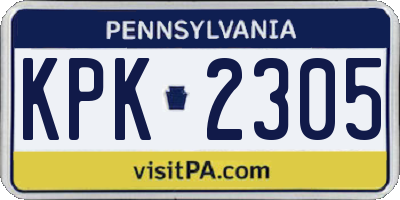 PA license plate KPK2305
