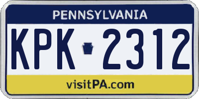 PA license plate KPK2312