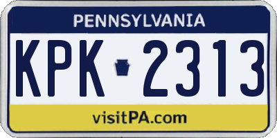 PA license plate KPK2313
