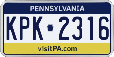 PA license plate KPK2316