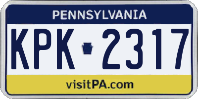 PA license plate KPK2317