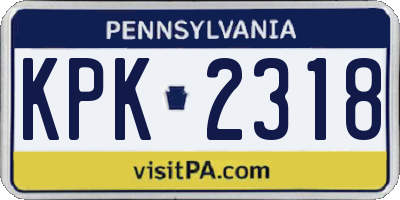 PA license plate KPK2318