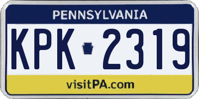 PA license plate KPK2319