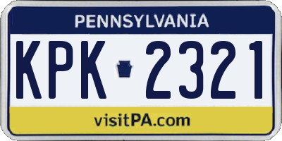 PA license plate KPK2321