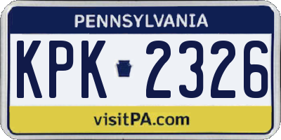 PA license plate KPK2326