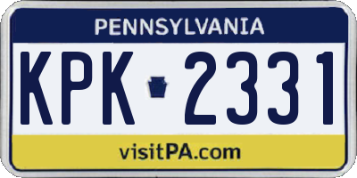 PA license plate KPK2331