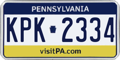 PA license plate KPK2334