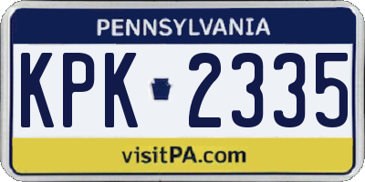 PA license plate KPK2335