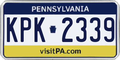 PA license plate KPK2339