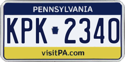 PA license plate KPK2340