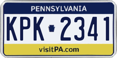 PA license plate KPK2341