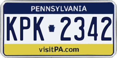 PA license plate KPK2342