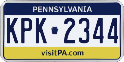 PA license plate KPK2344