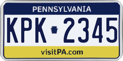 PA license plate KPK2345