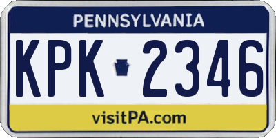 PA license plate KPK2346