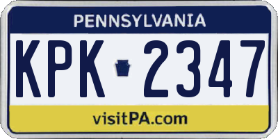PA license plate KPK2347