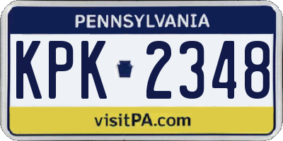 PA license plate KPK2348