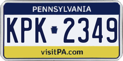 PA license plate KPK2349