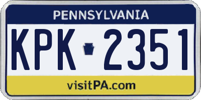 PA license plate KPK2351